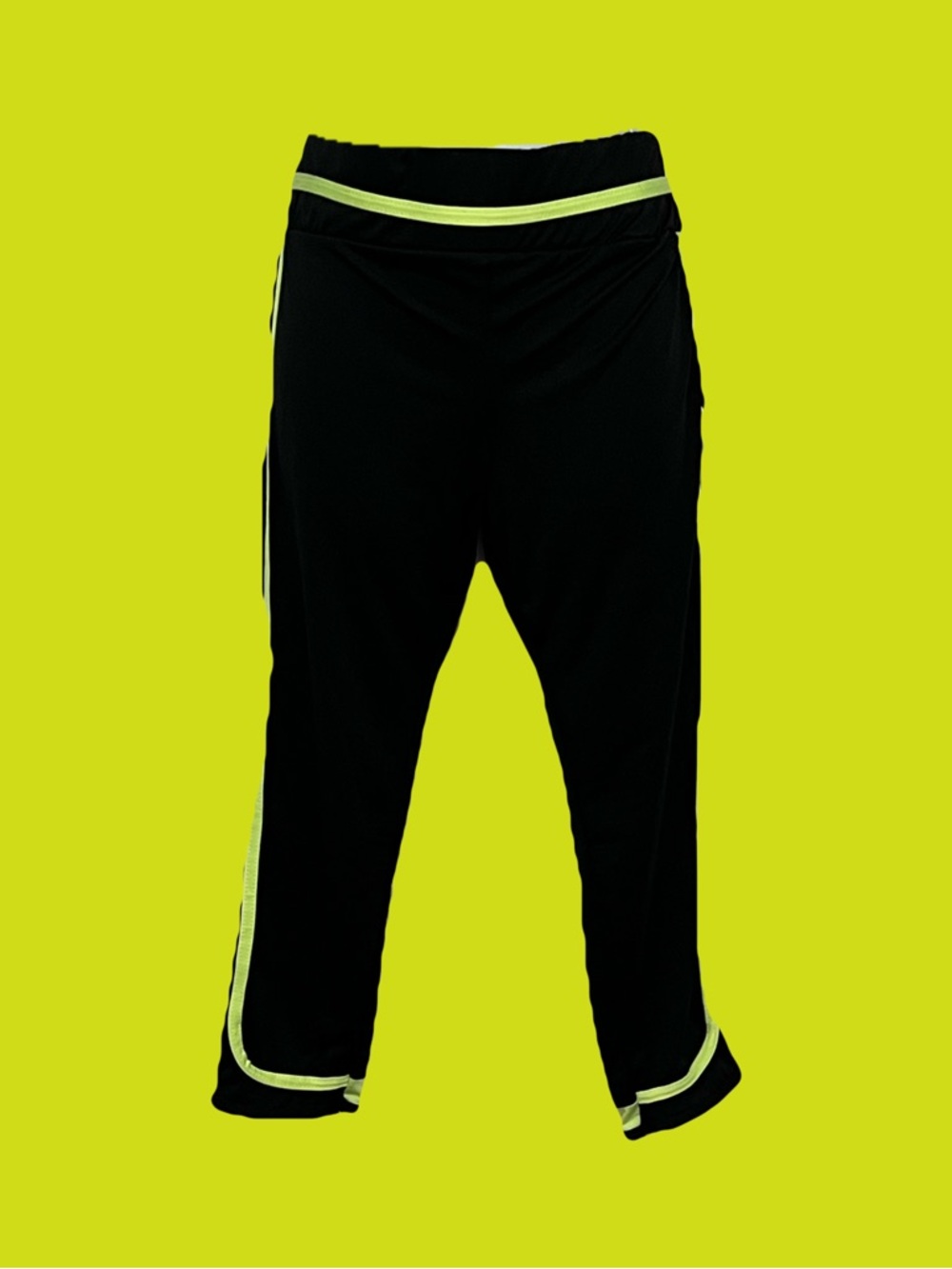 Black Track Pants with Neon Lime Trim